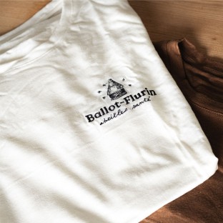 T-shirt brodé en lin bio - Écru